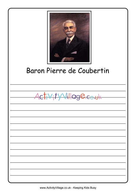 Baron Pierre de Coubertin notebooking page