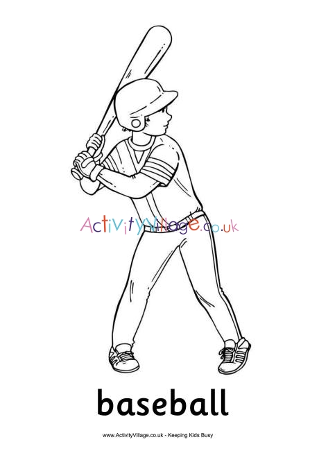 Baseball boy colouring page