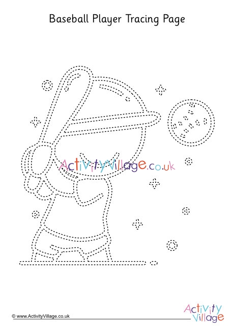 Baseball player tracing page