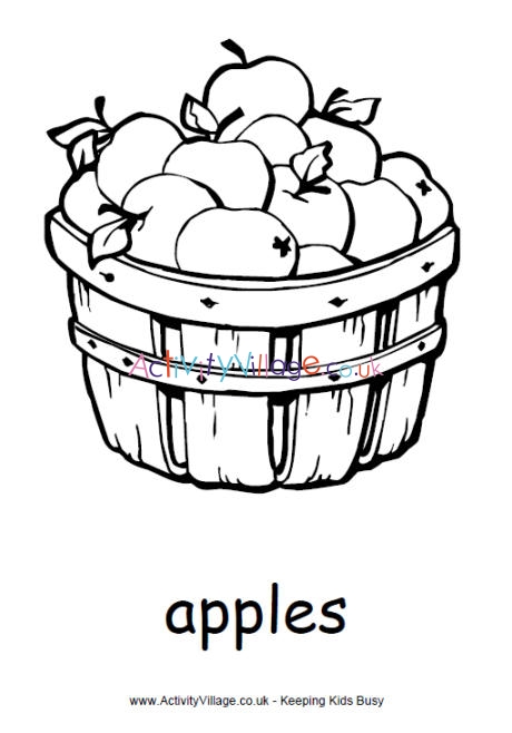 Download Basket of Apples Colouring Page