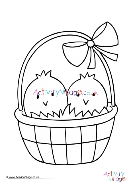 Basket of Chicks Colouring Page 2
