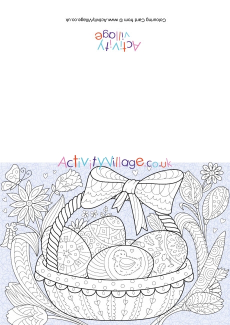 Basket of Easter eggs colour pop colouring card