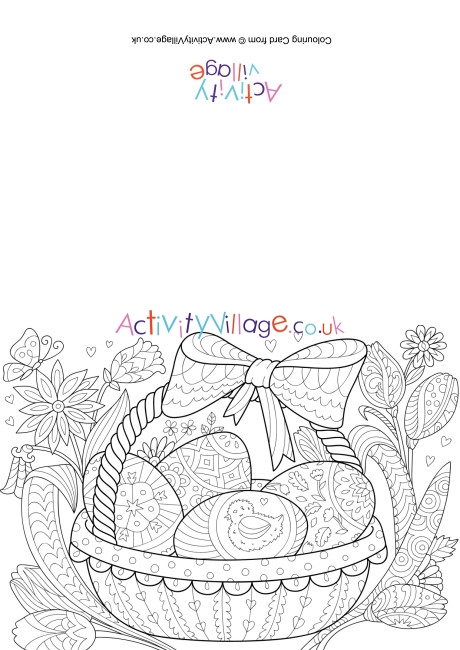 Basket of Easter eggs colouring card