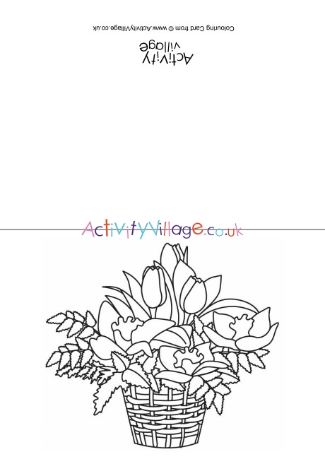 Basket of Flowers Colouring Card