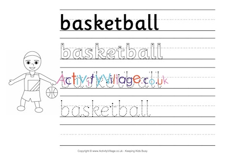 Basketball handwriting worksheet