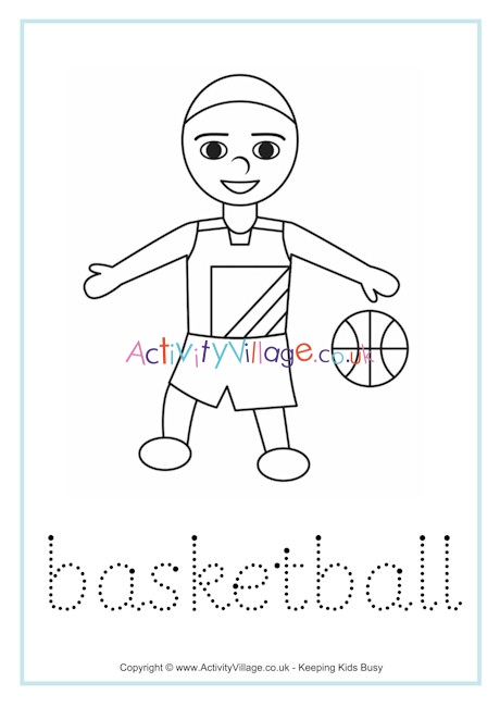 Basketball tracing worksheet