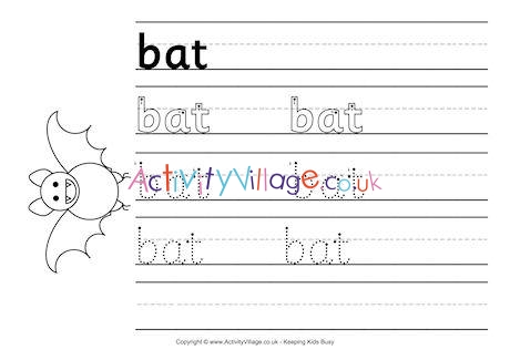 Bat handwriting worksheet