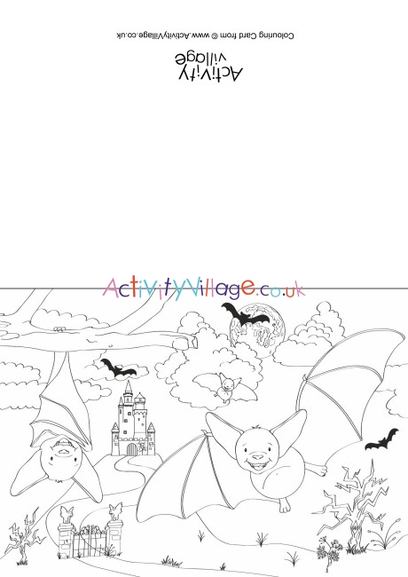 Bats Scene Colouring Card
