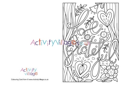Be grateful colouring card