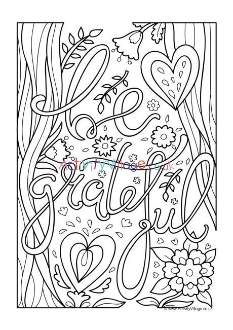 Download Be Grateful Colouring Page