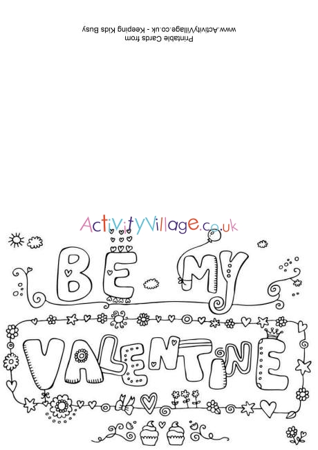 Be My Valentine colouring card 