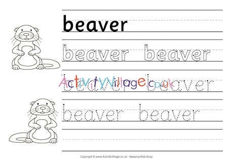 Beaver handwriting worksheet