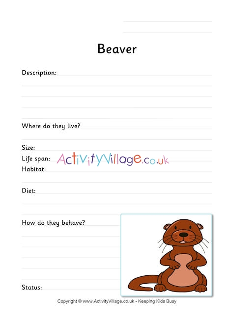 Beaver worksheet