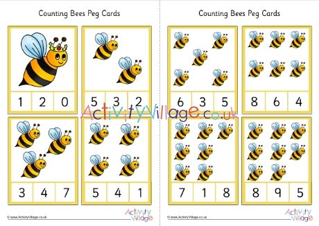 Bee counting peg cards