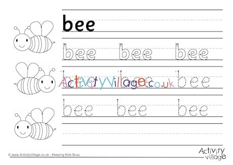 Bee Handwriting Worksheet