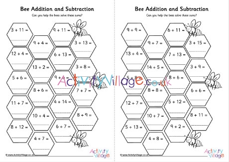Bee hive adding and subtracting within 20