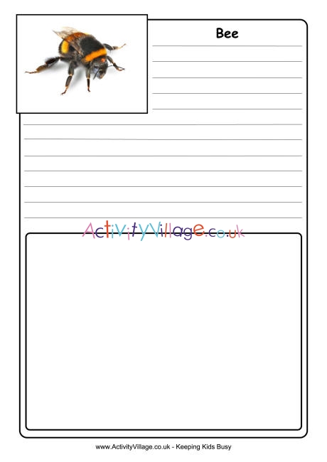 Bee notebooking page