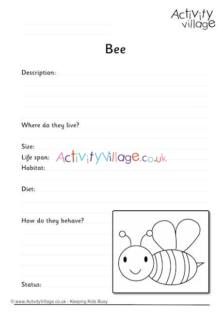 Bee Worksheet