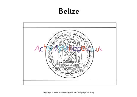 Belize flag colouring page