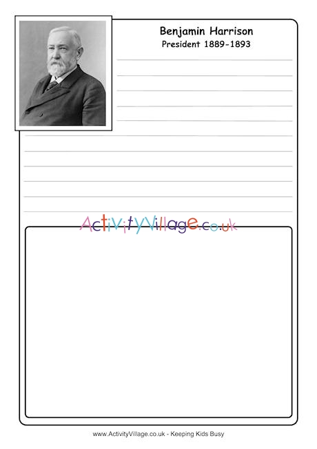 Benjamin Harrison notebooking page