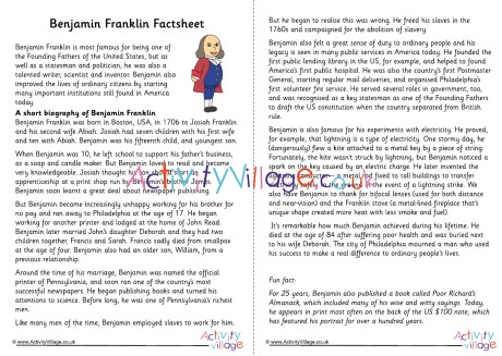 Benjamin Franklin Factsheet