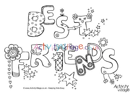 Best friends colouring page