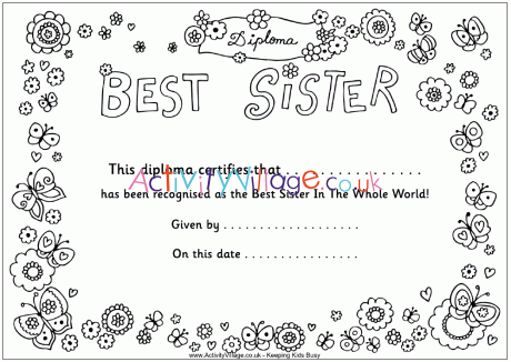 Best sister diploma