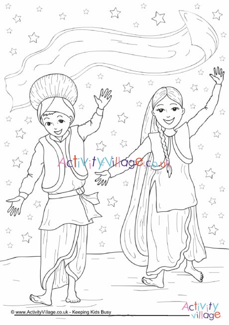Bhangra dance colouring page