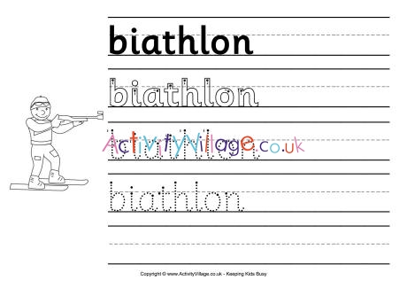 Biathlon handwriting worksheet