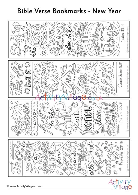 Bible Verse Colouring Bookmarks New Year