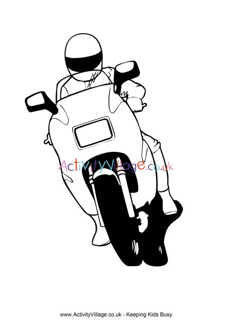 Biker colouring page