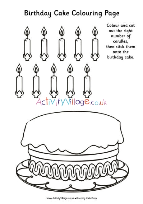 Birthday cake colouring activity