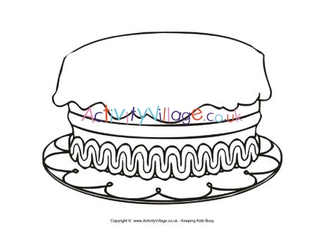 Large birthday cake colouring page