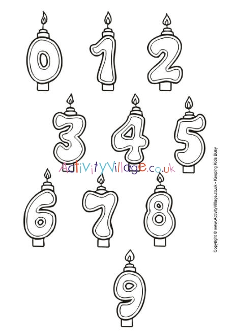 Birthday candles colouring page