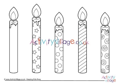 Birthday candles colouring page 2