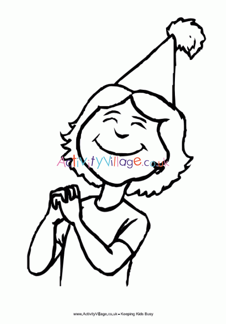 Birthday girl colouring page