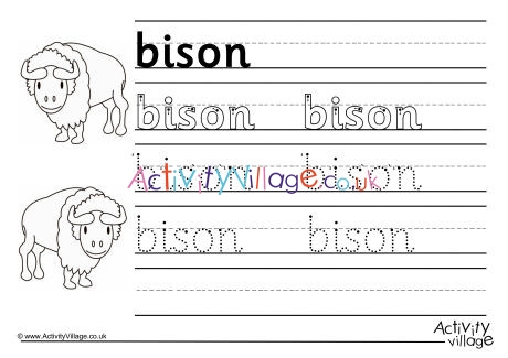 Bison Handwriting Worksheet