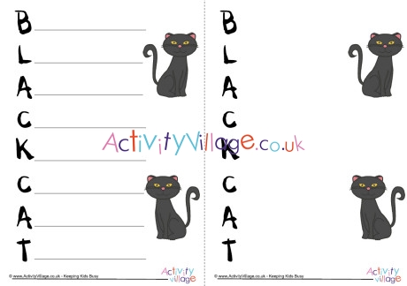 Black Cat Acrostic Poem Printable