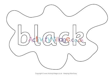 Black colouring page splats