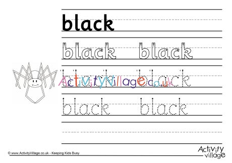 Black Handwriting Worksheet