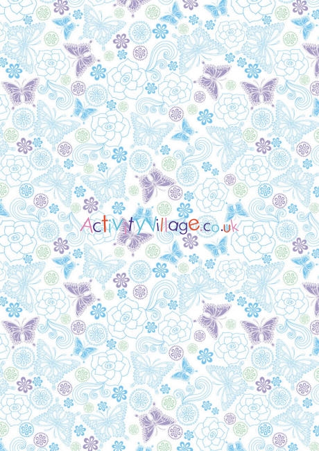 Blue and lilac butterflies scrapbook paper
