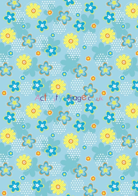 Blue and yellow flowers scrapbook paper