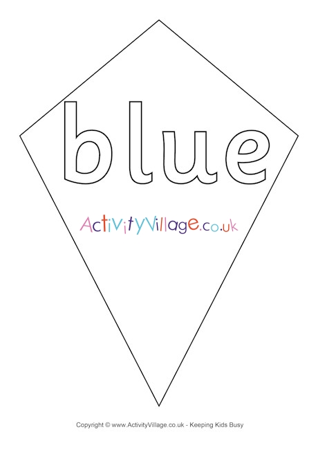 Blue colouring kite page