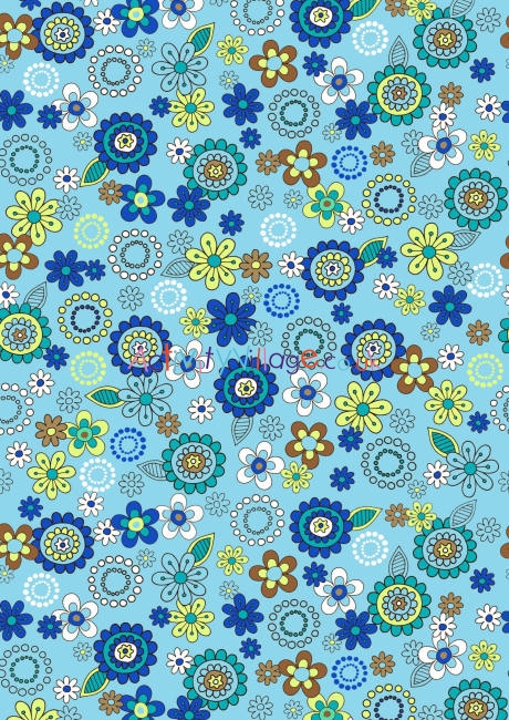 Blue dotty floral scrapbook paper