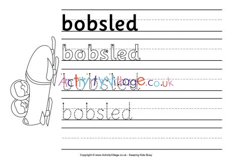 Bobsled handwriting worksheet