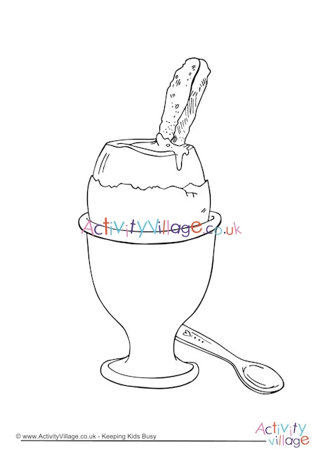 Boiled Egg And Soldiers Colouring Page