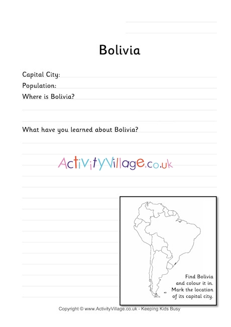 Bolivia worksheet