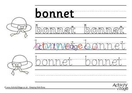 Bonnet handwriting worksheet