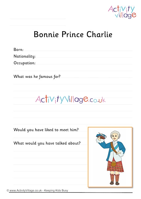 Bonnie Prince Charlie Worksheet
