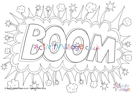 Boom colouring page
